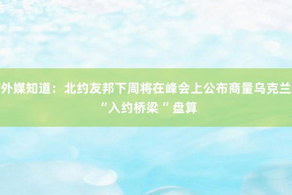 外媒知道：北约友邦下周将在峰会上公布商量乌克兰 “入约桥梁 ”盘算