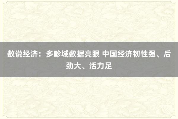 数说经济：多畛域数据亮眼 中国经济韧性强、后劲大、活力足