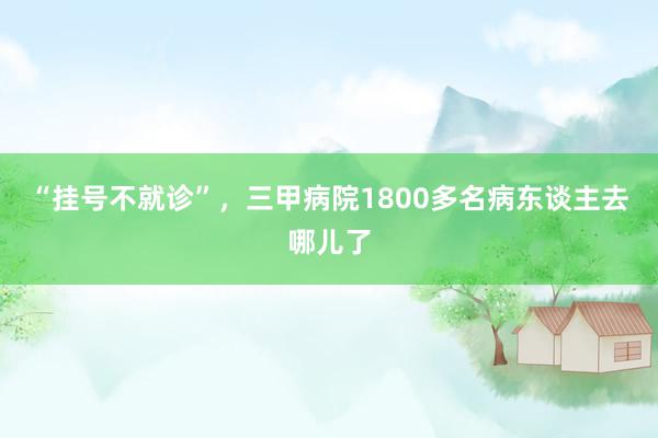 “挂号不就诊”，三甲病院1800多名病东谈主去哪儿了