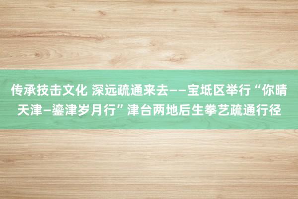 传承技击文化 深远疏通来去——宝坻区举行“你晴天津—鎏津岁月行”津台两地后生拳艺疏通行径